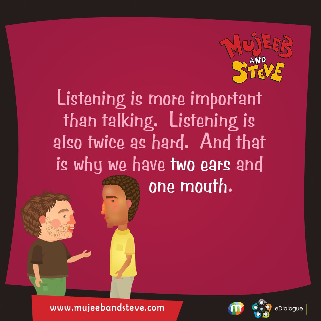 MujeebandSteve's tweet photo. Listening is more important that talking.  #mujeebandsteve #eDialogue https://t.co/AIN7ffCJ5j https://t.co/3gyg5MrqOd