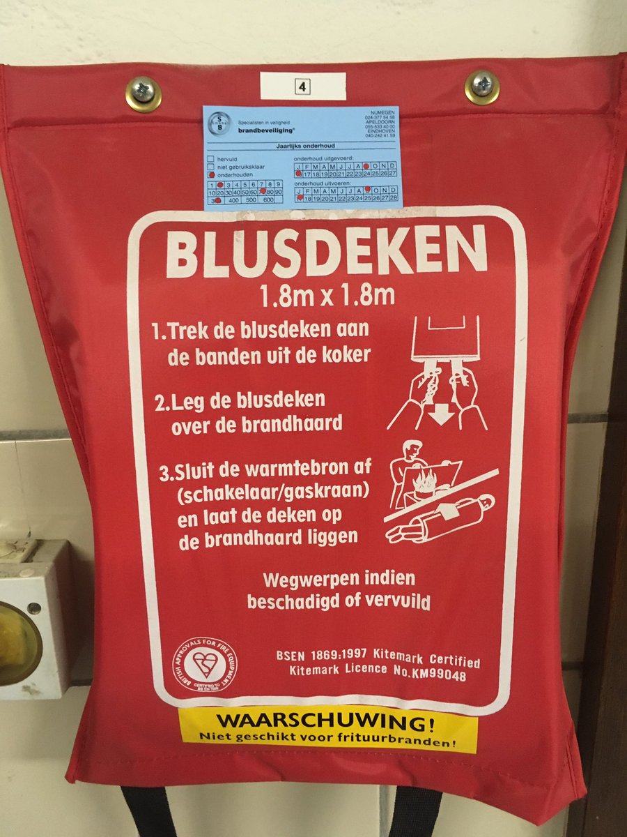 Wie kan mij vertellen waar een blusdeken op gekeurd moet worden? Is dit een eis? Of is het geldkl..... #durftevragen