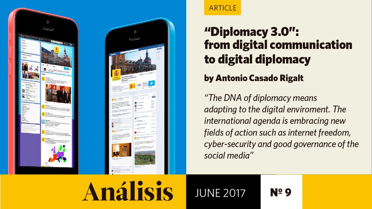SpainMFA's tweet photo. 📰 #Análisis
" #Diplomacy 3.0: from #digital #communication to #digitaldiplomacy https://t.co/ztwGhPgnk1 https://t.co/mZm477Cmzv