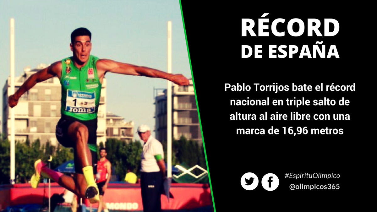 Olimpicos365's tweet photo. Volando voy... 🏃💨
¡Enorme @ptorrijos916! Récord de España en triple salto al aire libre (16,96 metros) https://t.co/erswGrXGek