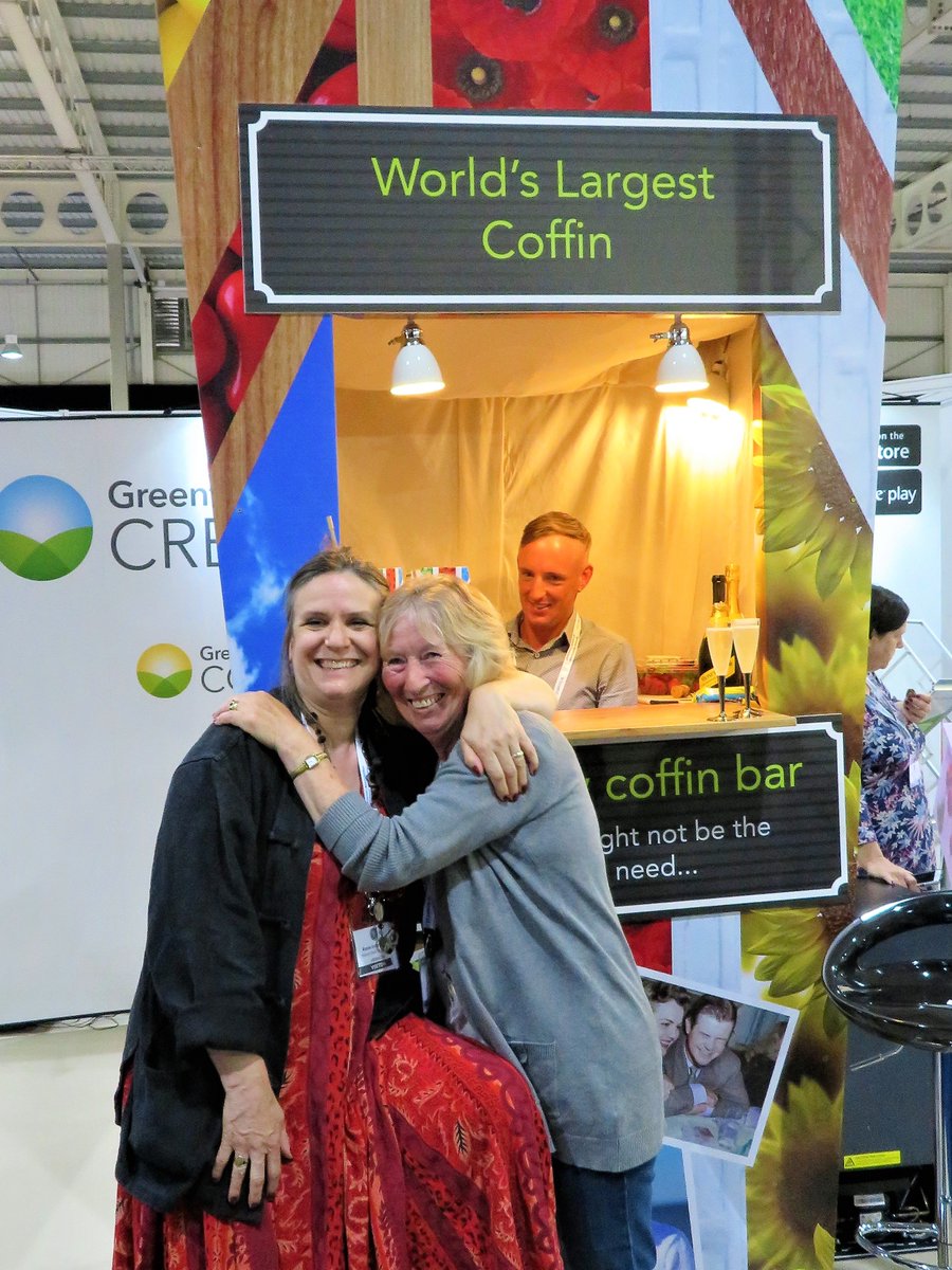 ndccharity's tweet photo. NDC Rosie at The Coffin Bar #NFE2017 @ecocoffin with Joannie Vassie, Winner Best #NaturalBurialGround UK 2017 @HGM_Dorset  #ANBGmember https://t.co/nVnoKIMhXN