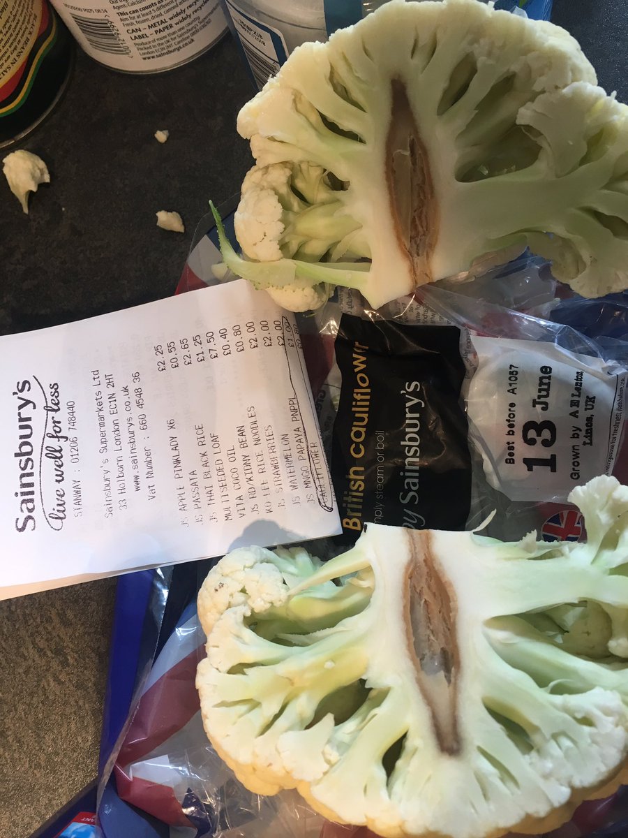 hellophillips's tweet photo. @sainsburys Bought this cauliflower today and wont be at a store for a while...any other way of obtaining a refund? https://t.co/EFOlV8J3t6