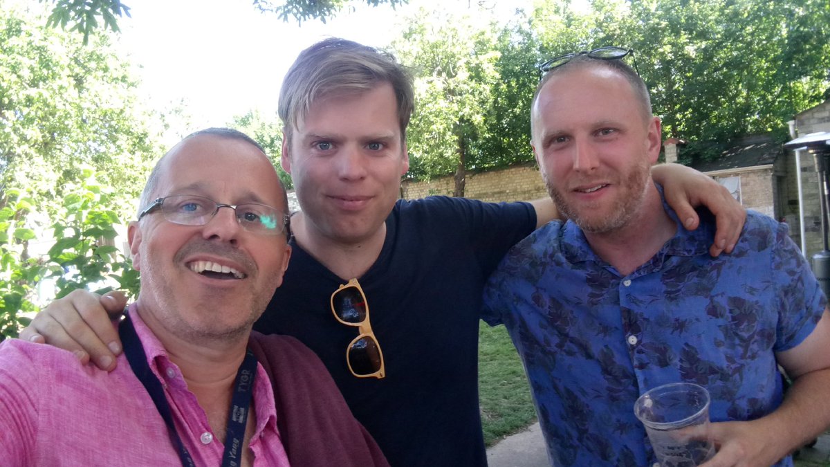 .<a href="/SamIsThirsty/">Sam Owens</a> with both Mr Honest Burgers <a href="/philiphonest/">Philip Eeles</a> + Mr <a href="/PintShop/">Pint Shop Cambridge</a> Rich Holmes in ze #biergarten yesterday #theplacetobe