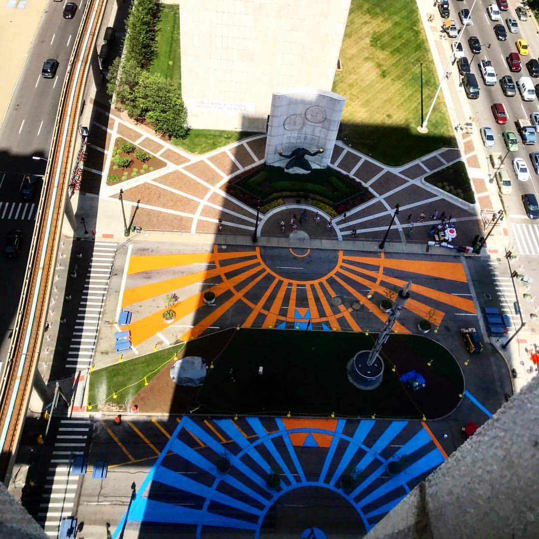 CPCDetroit's tweet image. Spirit of Detroit plaza in progress.