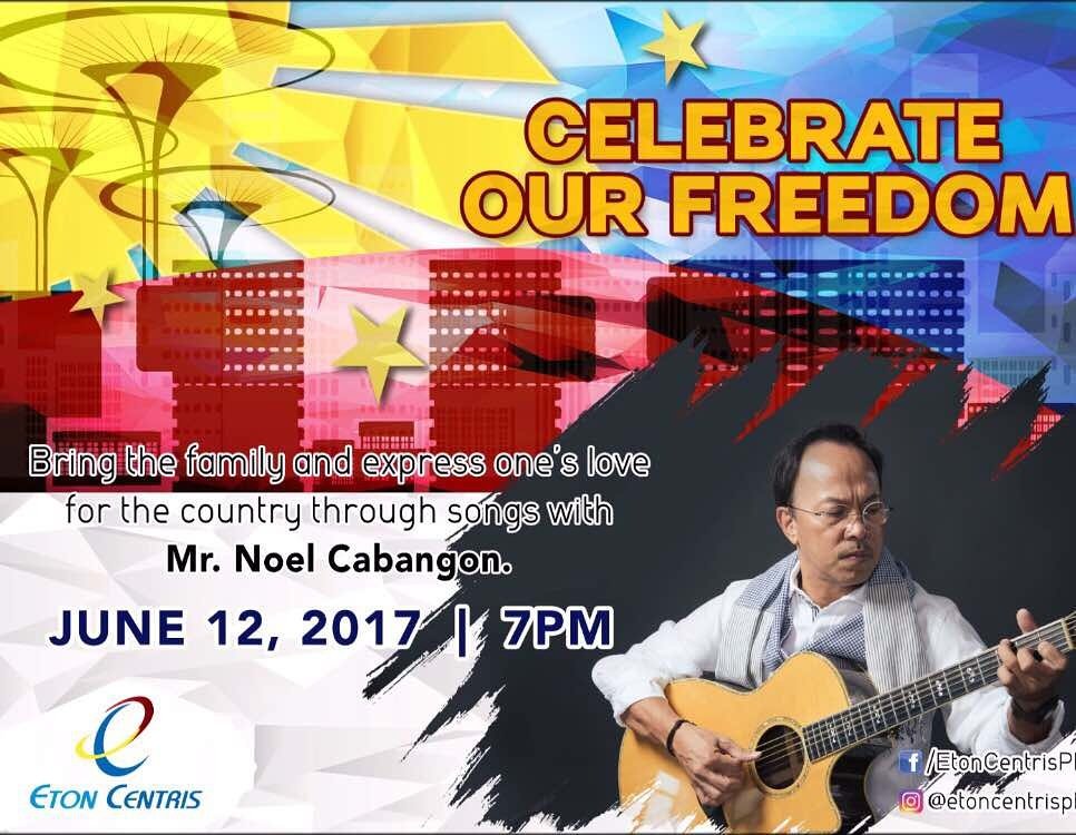 Join us tomorrow night as we celebrate our 119th Independence Day with a special performance from Mr. Noel Cabangon, 7PM at Centris Walk. 🇵🇭