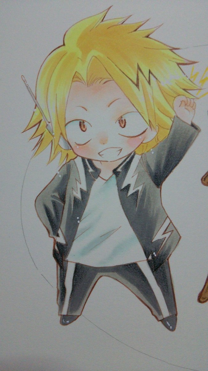 تويتر 月ねこ星ねこぷろじぇくと こうきらん على تويتر イラストのオーダーいただき描いた作品 W 僕のヒーローアカデミア 上鳴 電気くん 手描きのアナログイラストオーダーお受けしていますので お気軽にお声かけてください コピック イラスト T