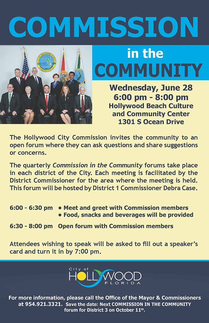 cohgov's tweet photo. SAVE THE DATE: District 1 #CommissionInTheCommunity Open Forum Planned for Wednesday, June 28th HBCCC, 6-8P. Residents encouraged to attend. https://t.co/90KNi7H7fu