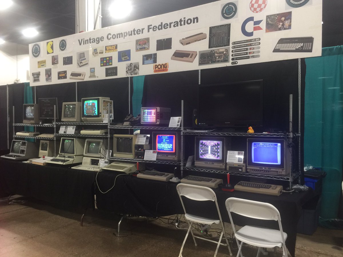 iwearthecrowns's tweet photo. My first two computers! We @vcfederation Vintage games and PCs @InnovatorsFair https://t.co/eQTuMuJKXv