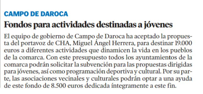 CHAlugarsZGZ's tweet photo. #MigueAngel Herrrera, consejero comarcal de @chunta en Campo de Daroca está haciendo un magnífico trabajo https://t.co/o1PwICt99T