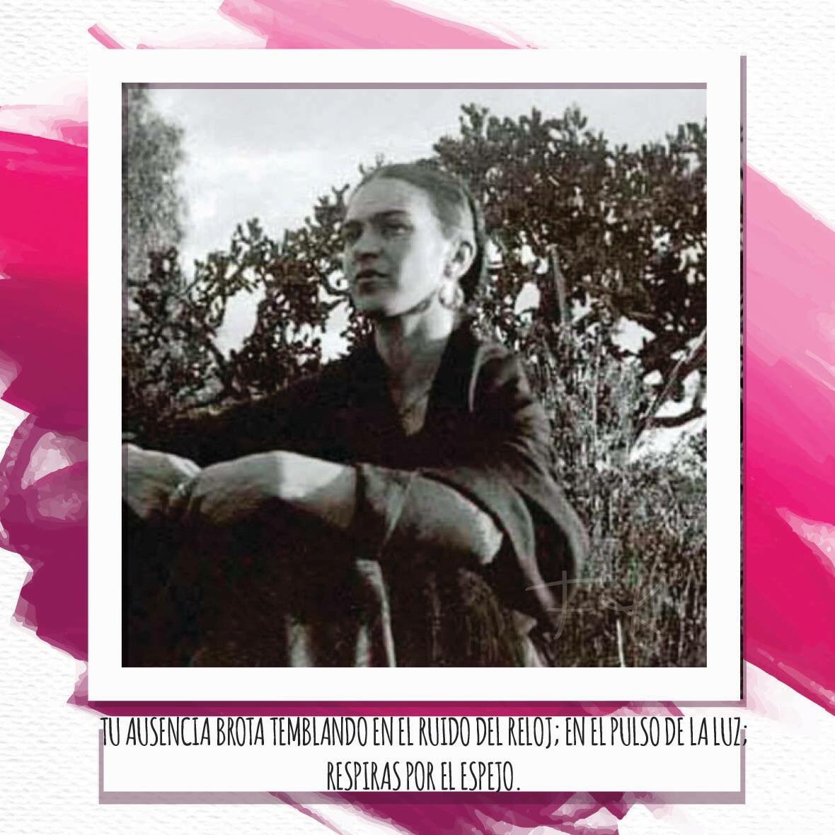 FridaKahlo's tweet photo. "Tu ausencia brota temblando en el ruido del reloj; en el pulso de la luz; respiras por el espejo". 

#DiarioDeFrida #FelizDomingo https://t.co/0brOHxDBGB