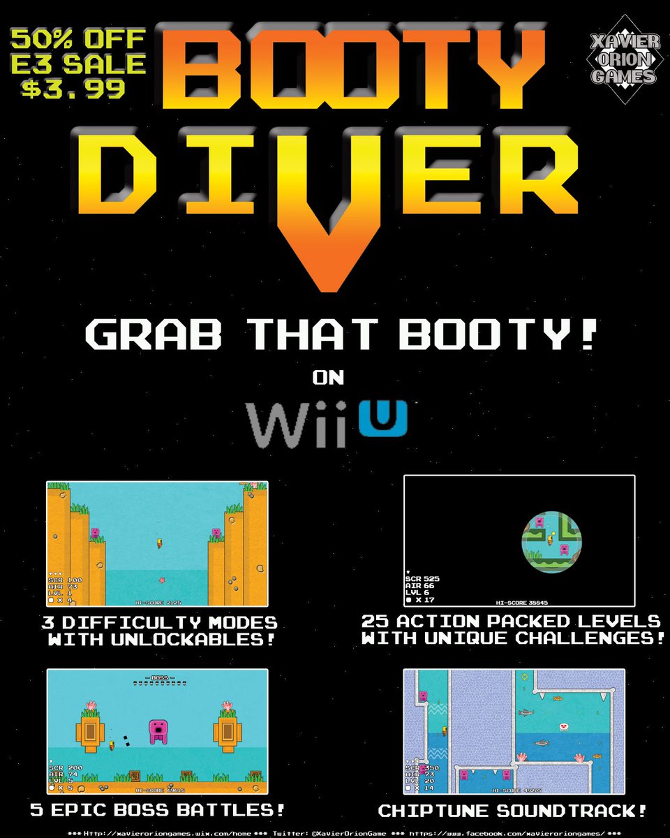 XavierOrionGame's tweet photo. HAVEN'T GRABBED THAT BOOTY YET?! WELL GRAB IT NOW WHILE IT'S $3.99 FOR E3 WEEK! #Nintendo #WiiU #indiegame #indiedev #OnSale #E32017 https://t.co/aD5hbM2ueo