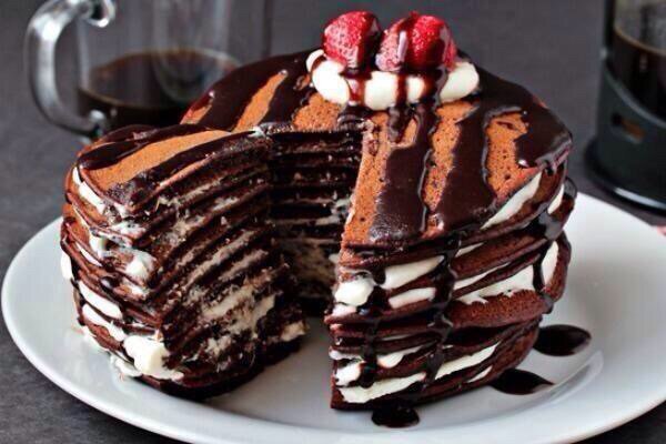 FoodPleaser's tweet photo. Hot Fudge &amp; Whipped Pancakes. https://t.co/SJB36uxSwm