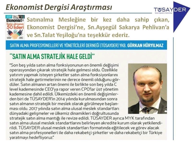 TUSAYDER's tweet photo. "Stratejik #Satınalma ile daha rekabetçi bir Türkiye"

@EkonomistDergi 'si aracılığıyla. https://t.co/FJhl7FrlKo