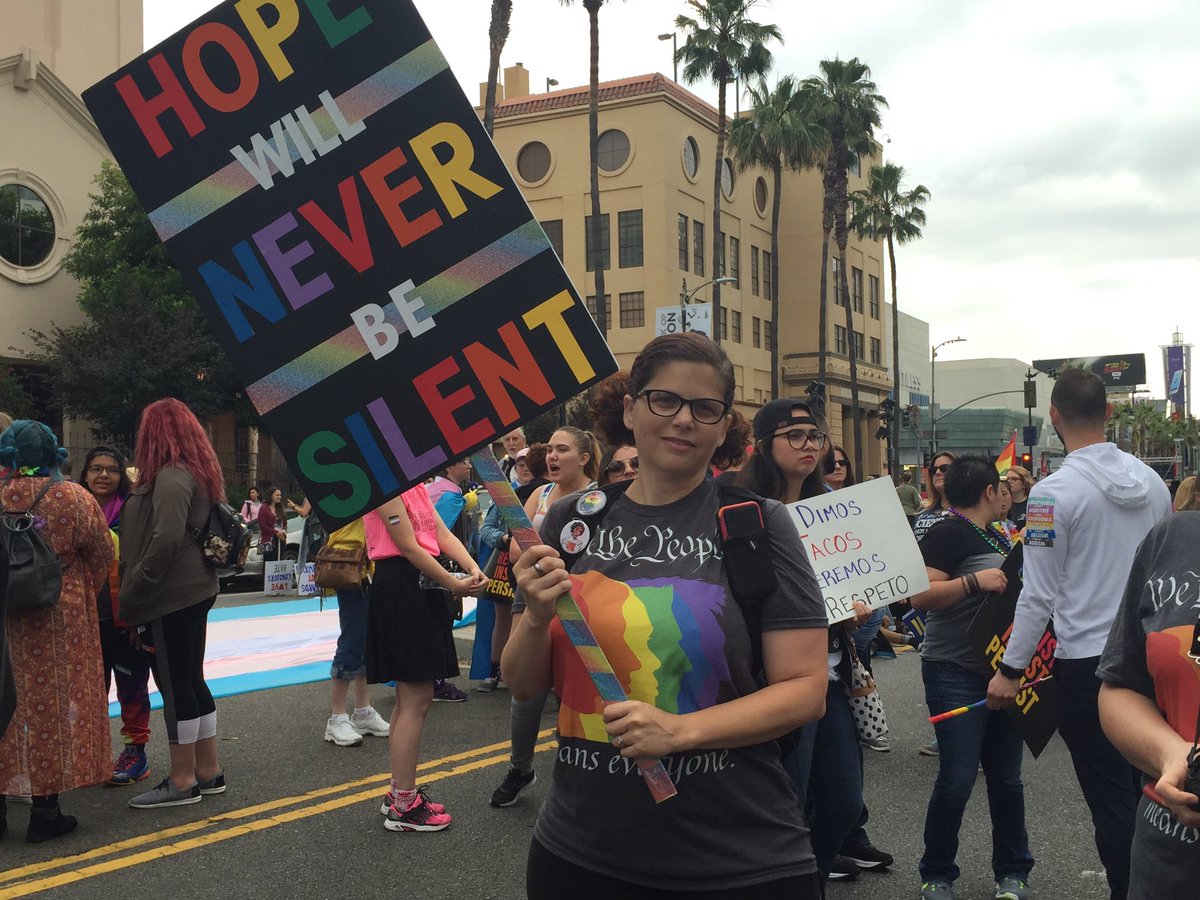 sabramLA's tweet photo. Good morning! I'm at the #ResistMarch at Hollywood and Highland. Big crowd already. Here are some signs. https://t.co/LbIuiqmbgA
