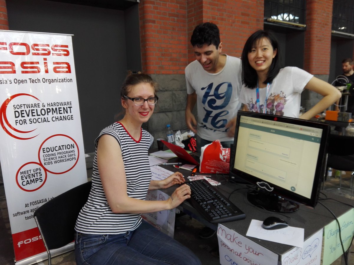 hpdang's tweet photo. We r having fun writing #susi skills (AI Conversional Rules) in the middle of @MakerFaireBER @0rb1t3r @asksusi https://t.co/zc1WkdCtXE https://t.co/3VAA4ZhA7b
