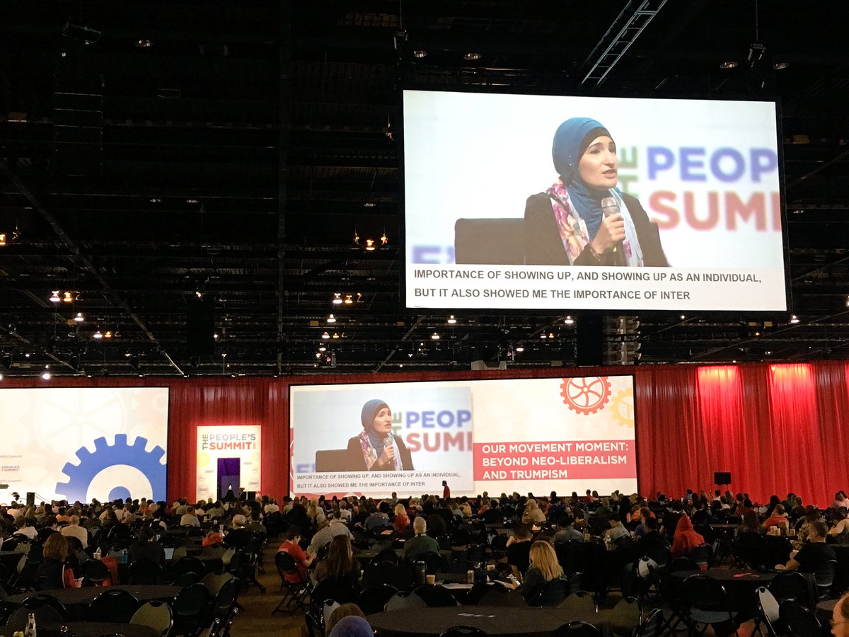Perry_OB's tweet photo. "The Democratic Party has to catch up to us and to our movement... we will not compromise our values" (huge applause) -@lsarsour #PLLSummit https://t.co/xhYOrig80n