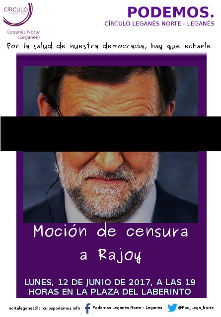 Pod_Lega_Norte's tweet photo. Sobran razones para la #MociónDeCensura a Rajoy. Mañana, 12 de junio, te lo contamos. ¡Acompáñanos! 😊 https://t.co/VouqZGrGjg