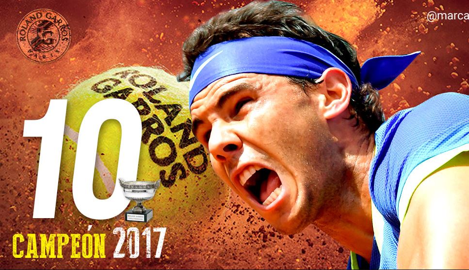 marca's tweet photo. FINAL | ¡H1st0rico @RafaelNadal! El balear gana su DÉCIMO @rolandgarros tras arrollar a Wawrinka. ¡Enoooorme! https://t.co/PmO68rkdRm #RG17 https://t.co/hZypgxc9Mm