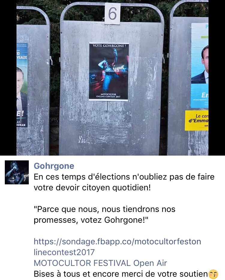 MotocultorFest's tweet photo. T'as voté ⁉️
Proposition intéressante du groupe @Gohrgone inscrit au #MFOC2017
=> 1 vote / jour jusqu'au 14/06
=> 200 groupes à départager https://t.co/5UGcMi8z4y