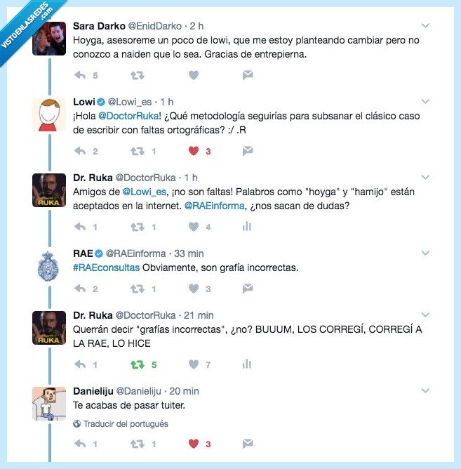 Se pasa el nivel "Tuitero Extreme" cuando le mete esta corrección a la RAE, por <a href="/DoctorRuka/">Dr. Ruka</a> vistoenlasredes.com/twitter/se-pas…