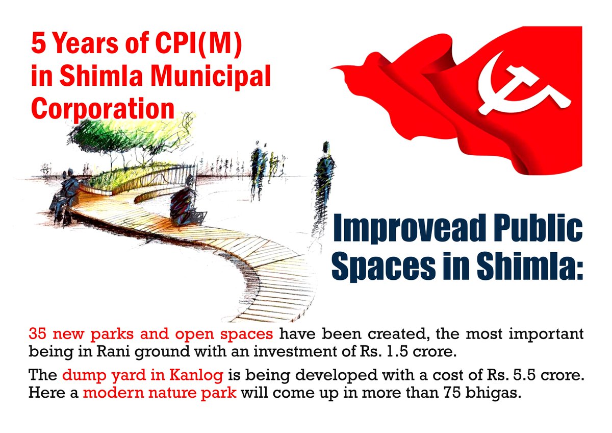cpimspeak's tweet photo. 5 Years of CPIM in Shimla Municipal Corporation under Mayor @Sanjay7Chauhan &amp; Deputy Mayor @tikender.
#SMCElection2017  #CPIM4Shimla https://t.co/ruJIqAVawQ
