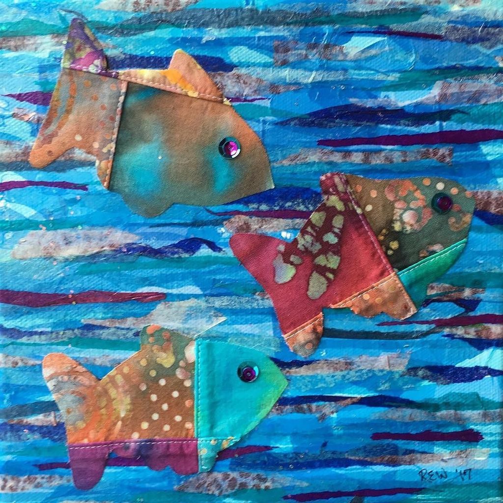 rework_create's tweet photo. Small #art work, 8"x8" #mixedmedia on canvas using #salvaged materials. #reuse #reuserocks #reuseart #fish #fishar… https://t.co/oNBrTEdHdA https://t.co/Ox9sJs84AI