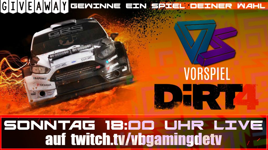 irgendwasundsow's tweet photo. @VBVorspiel Live ab 18 Uhr mit @Der_Ovel, DurexPlays und Gast @Corz1Twitch #DiRT4 @InstantGamingDE https://t.co/7KhSDIAoH7 #giveaway #VBarmy https://t.co/VbSavas086