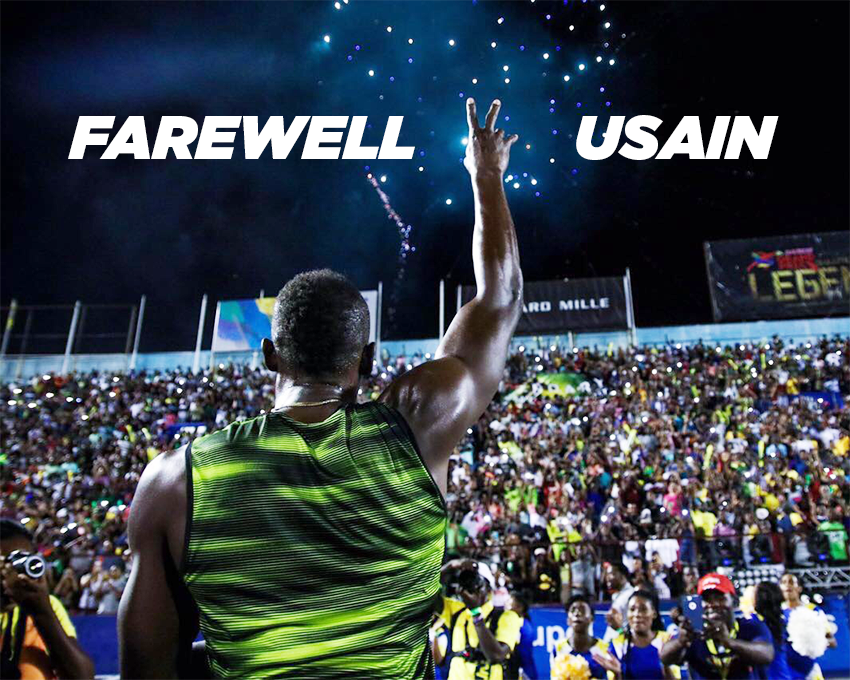TeamJA876's tweet photo. Farewell Usain Bolt. ~Love Jamaica 🇯🇲 #UsainBolt 
(📷 via J. Young) https://t.co/vcV3duhqll