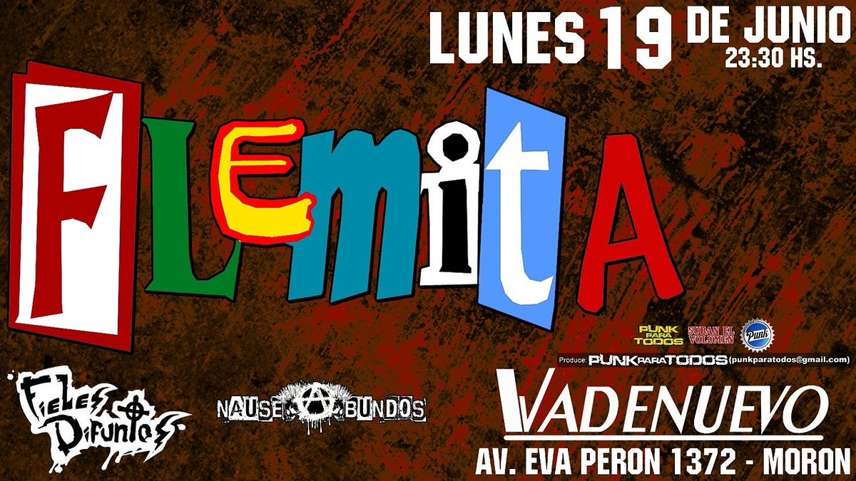 FlemitaOficial's tweet photo. Lunes 19 ( Martes Feriado)  @FlemitaOficial + #FielesDifuntos + #Nauseabundos en #Morón! https://t.co/YddTwmJxn3