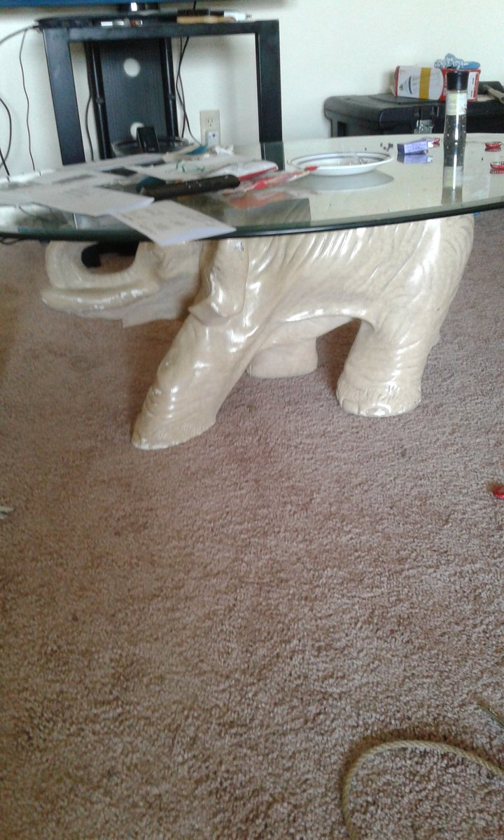 QuinnThirteen's tweet photo. "Someone needs to talk about the elephant in the room..." @PuckThirteen #shitpucksays #elephanttable @Pinkmynx his name is Stampy. https://t.co/e6D6RvD5Vo
