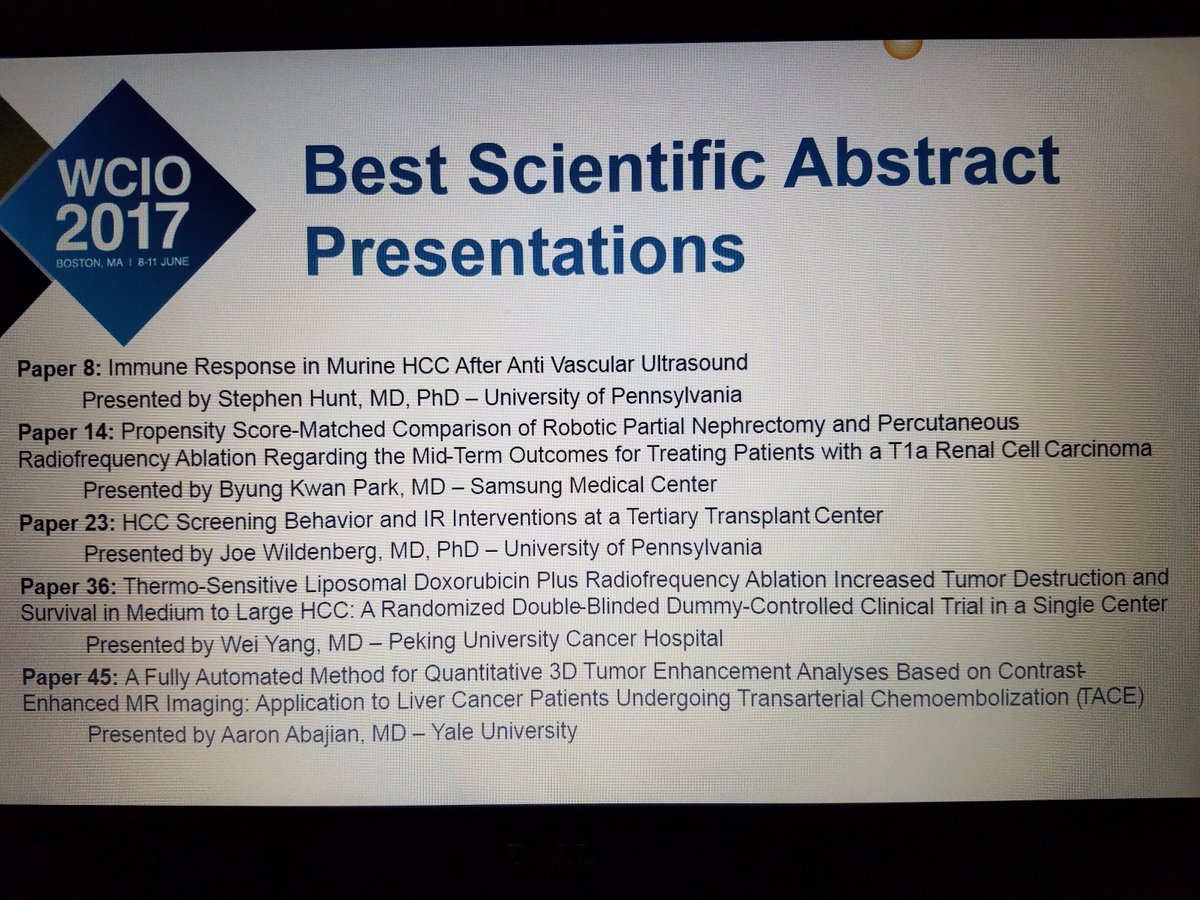 Congratulations to the Best Oral Abstract Presentation Winners at #WCIO2017! #irad #cancer @SIO_Central @SIRspecialists @SIRRFS