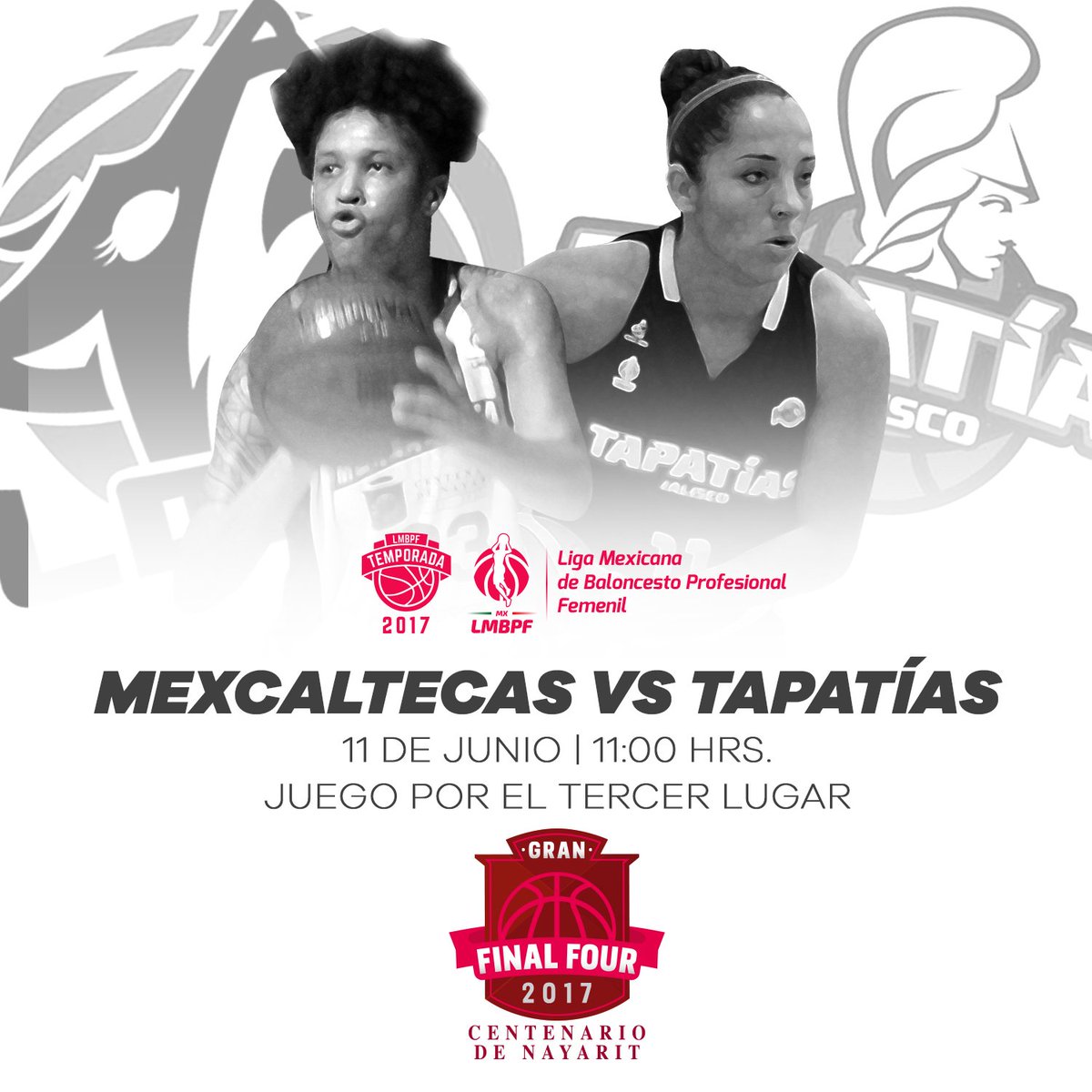 LMBPFOficial's tweet photo. #GranFinalFour @MexcaltecasNay y @TapatiasJ buscan el tercer lugar de la Temporada 2017 de la LMBPF.
11:00 hrs. (12:00 tiempo del centro). https://t.co/dS4HsinDU0