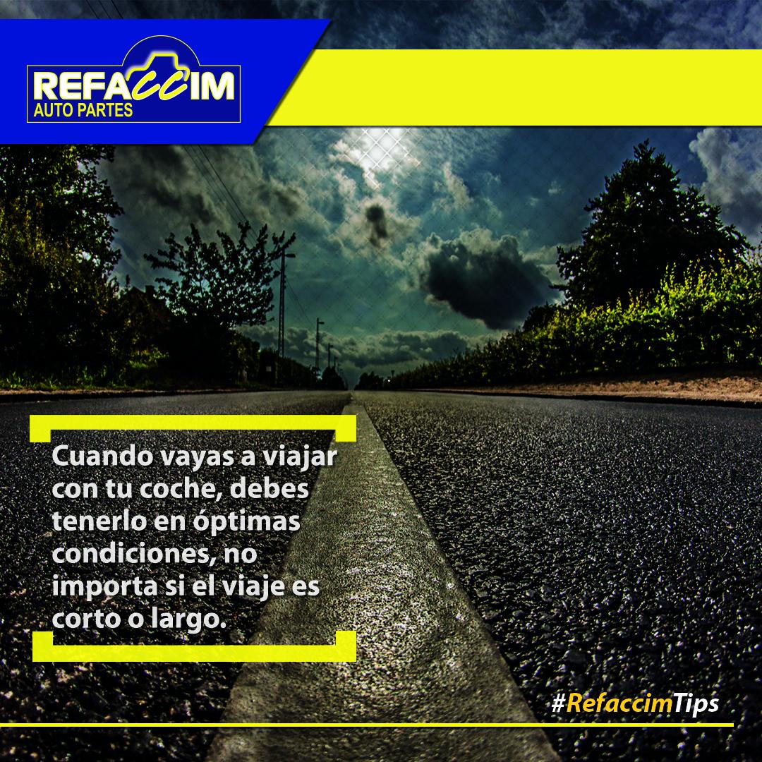 refaccimmx's tweet photo. Cuando vayas a viajar con tu #auto, debes tenerlo en óptimas condiciones, no importa si el viaje es corto o largo. #AutoTip #Refaccim https://t.co/Y32NkTGVIA