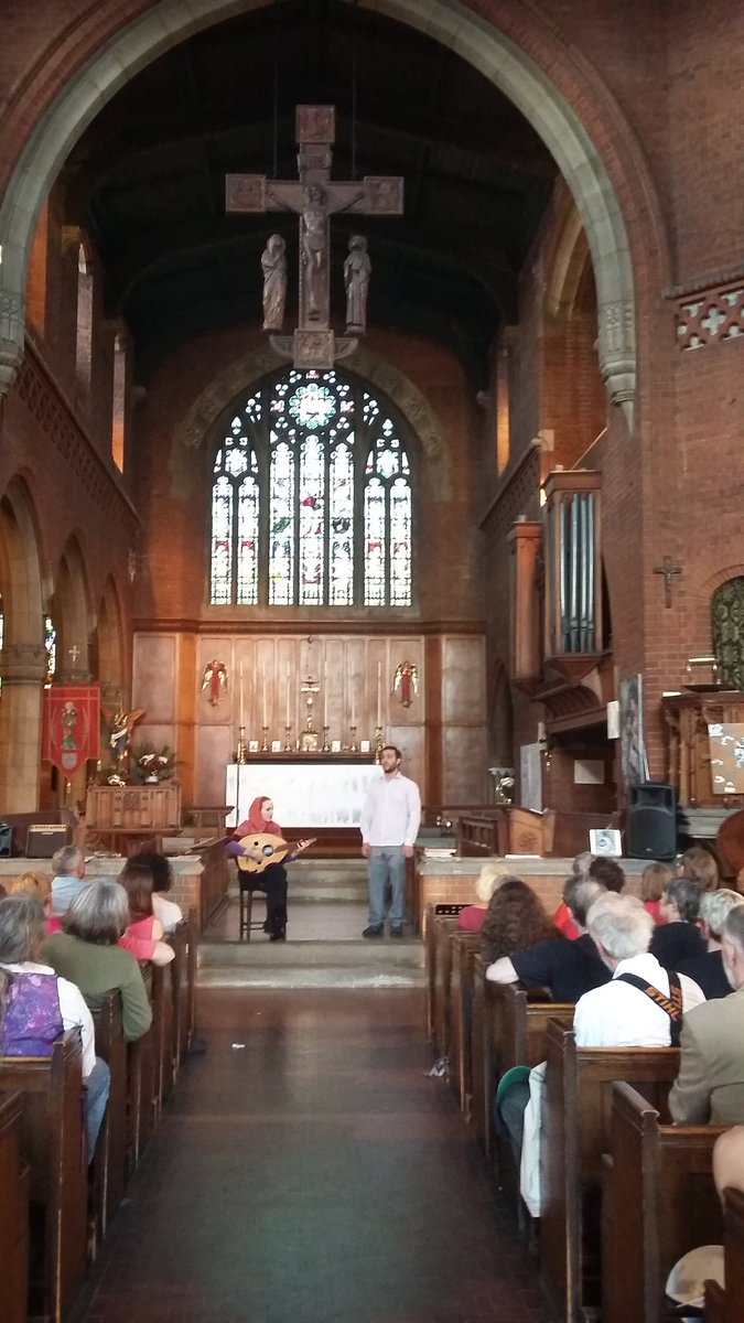 WFMigrantAction's tweet photo. Beautiful Syrian music from Ahmad Makhzoum &amp; Julia Katarina on the oud at Building Bridges Concert @e17stbarnabas 
@E17ArtTrail https://t.co/E8u3Ta98hc