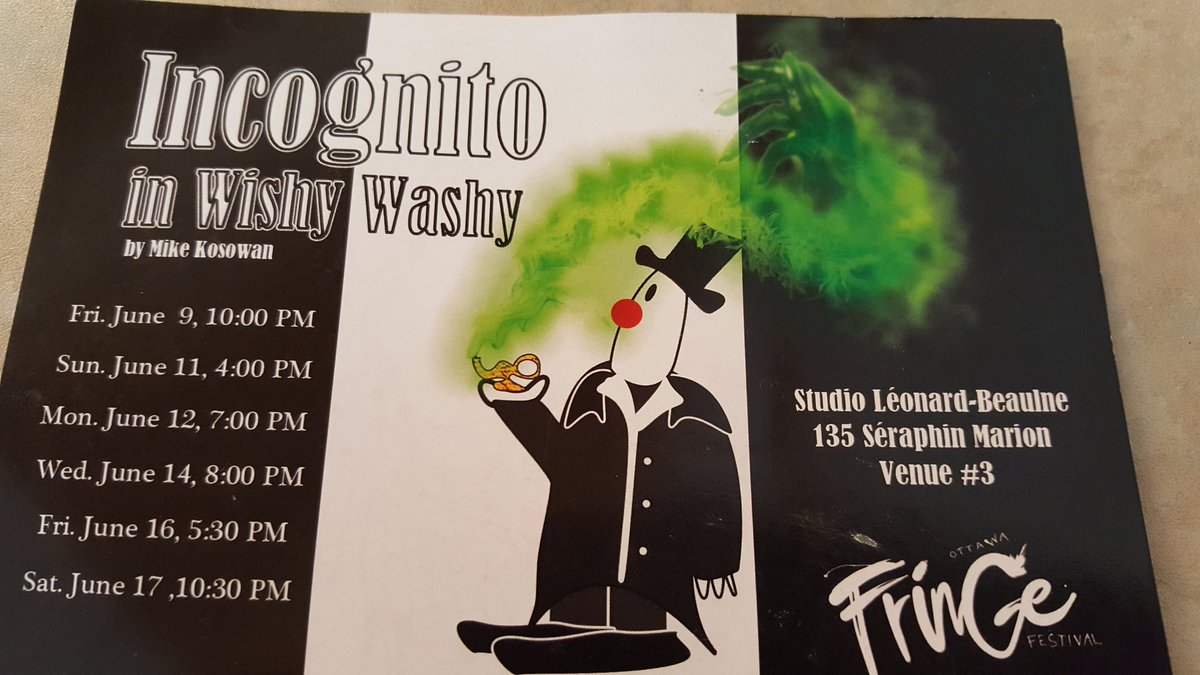 BayardSamantha's tweet photo. Fringe Review: <em>Incognito: In Wishy Washy</em> - https://t.co/i0yWhR3hrt #ottfringe #fringe20 @Grimprov https://t.co/84kT6vjwkO