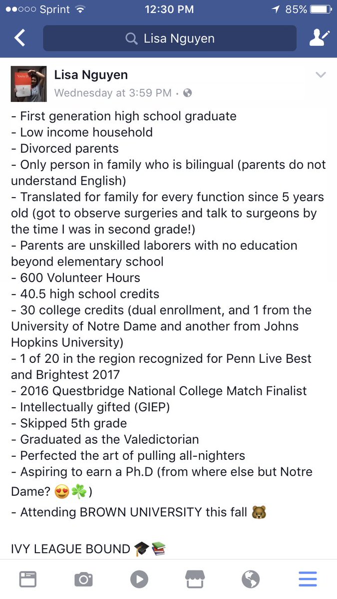 Nguyener's tweet photo. First generation high school graduate, family speaks no English, Skipped a grade, Valedictorian, Headed to the Ivy League this fall 🙏 #grind https://t.co/vICRu54MOH