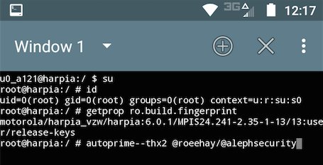 utoprime's tweet photo. Unsurprisingly, CVE-2016-10277 works on latest Verizon Moto G4 Play XT1609 update. #initroot // cc: @roeehay https://t.co/j7mDUSj7zV