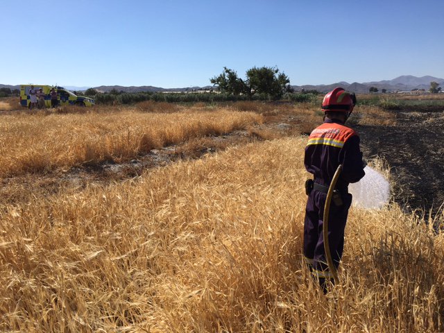 112rmurcia's tweet photo. #BomberosCEIS @112PtoLumbreras han intervenido en extinción de incendio de campo de cereales en #PuertoLumbreras. https://t.co/28SggQLU6p https://t.co/OZDicXtFop