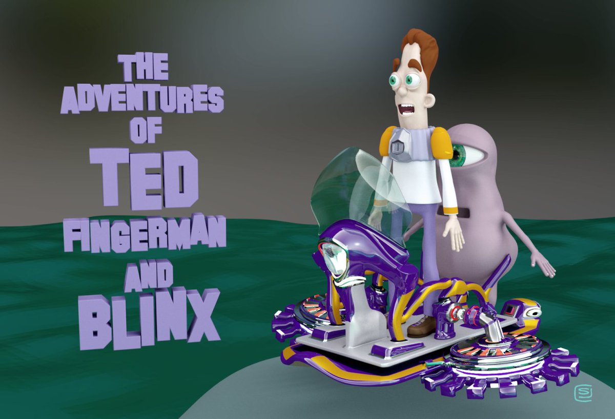 hometimenow's tweet photo. OK here's the #Blender3D render I was on about.
#TedFingerman + a just started #Blinx 
#Amelia is next. Got into doing that #HoverScooter https://t.co/T89zsl2aJo