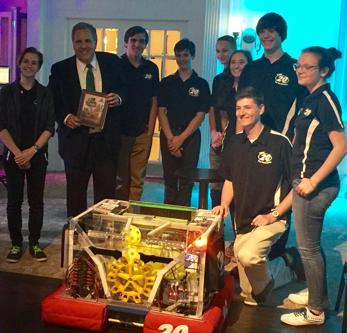 <a href="/FRCTeam20/">Team 20</a> demoed the robot, tablets, and expressed their gratitude to the Shen Educational Foundation at their Annual Green and White Gala