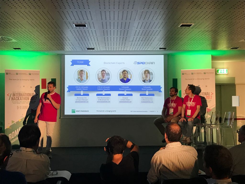 LUISSEnLabs's tweet photo. vPrice “the Tinder for identity matching” by @SpidChain helping @BNPParibas customers find services #internationalhackathon #Rome @gabrielem https://t.co/WOqgrpZAqJ