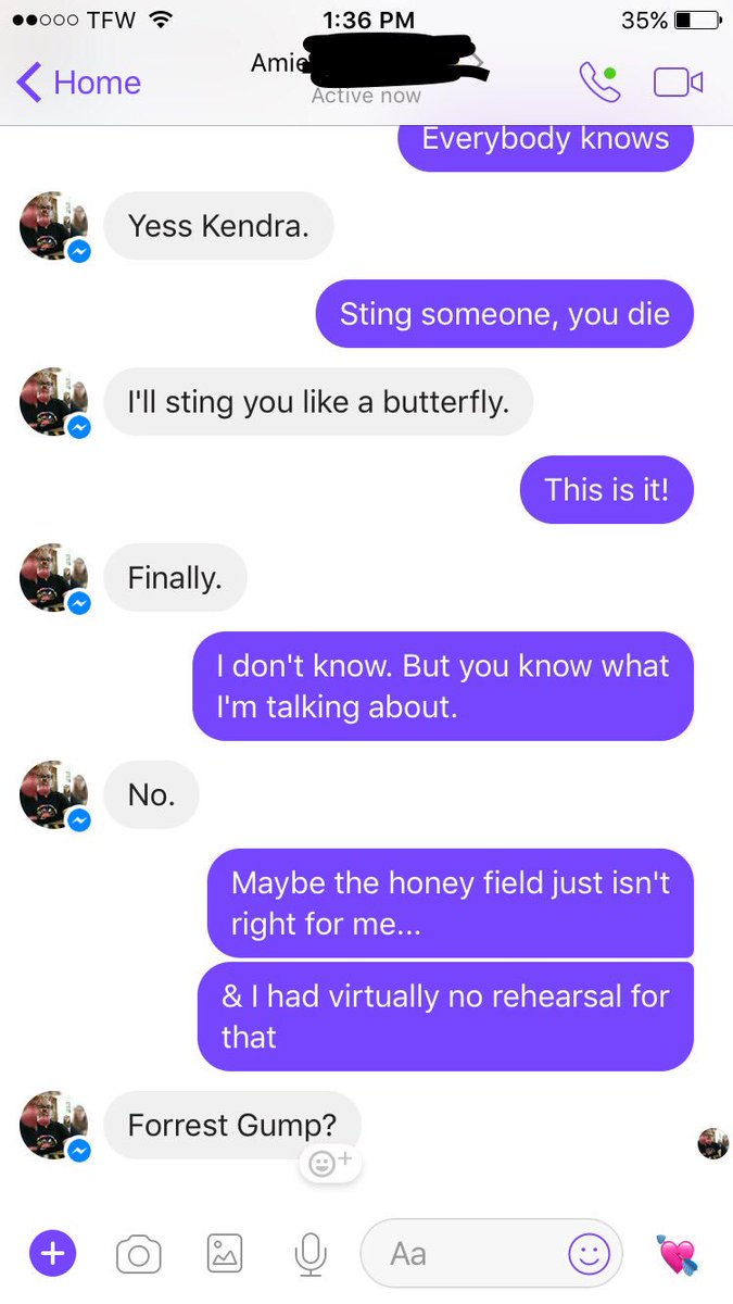 k__stewart11's tweet photo. Sooo.... I just casually decided to text the Bee Movie script to Amie &amp; well this was her response...😂🐝 #Bamboozled #BeeMovieScript https://t.co/S8vskzkVLM