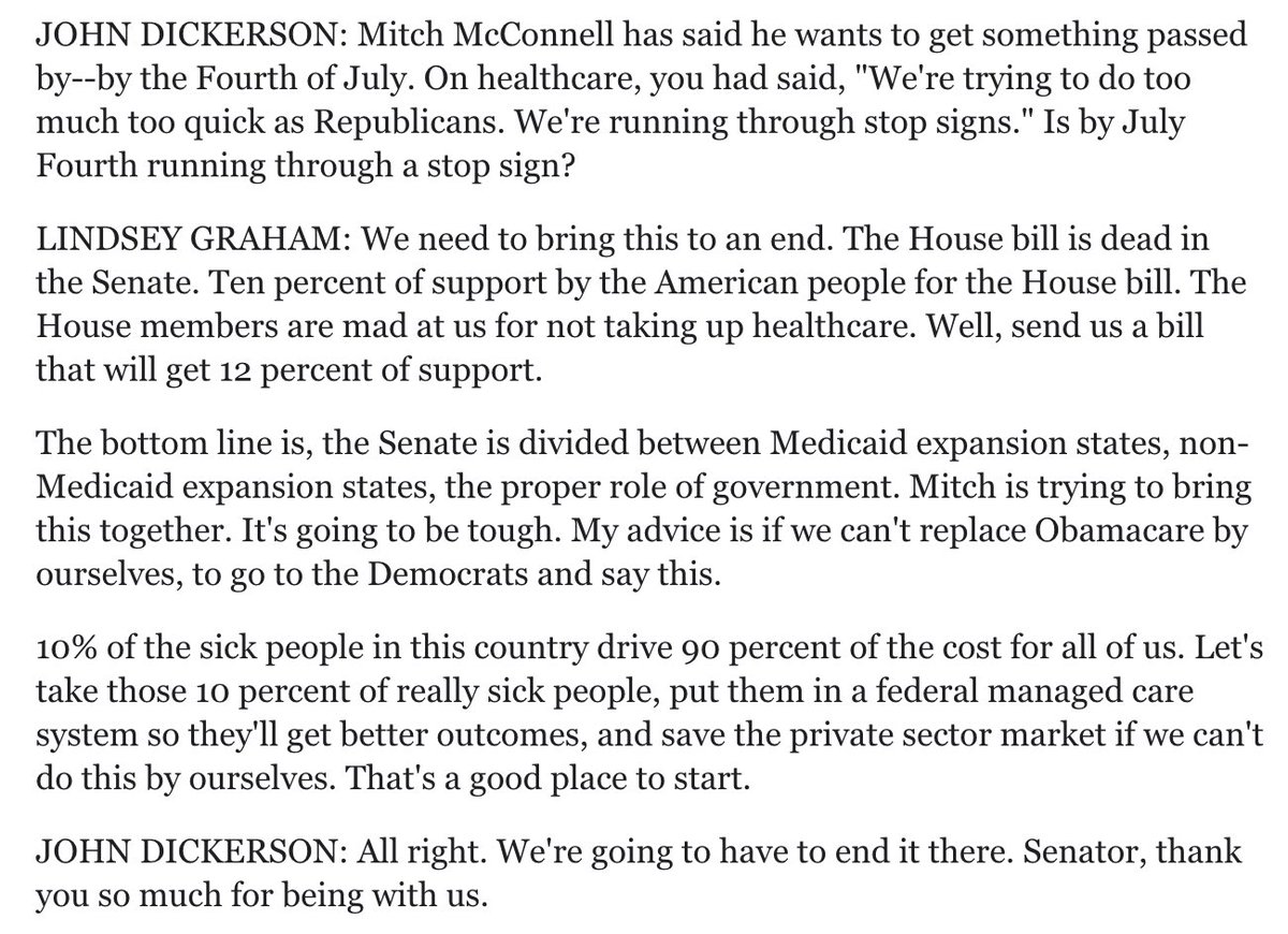 Minnesotans know GOP health care bill is dangerous. Good to see one of my Senate GOP colleagues seems to agree. facebook.com/senatoralfrank…