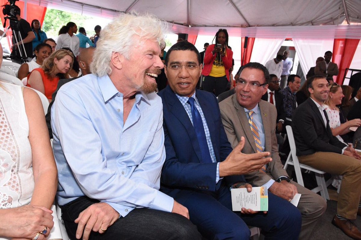 VirginUnite's tweet photo. .@richardbranson talks entrepreneurship &amp; business with Jamaican  Prime Minister @AndrewHolnessJM https://t.co/y3JhAkvaNG #BransonConnection https://t.co/zLTBobSeZG