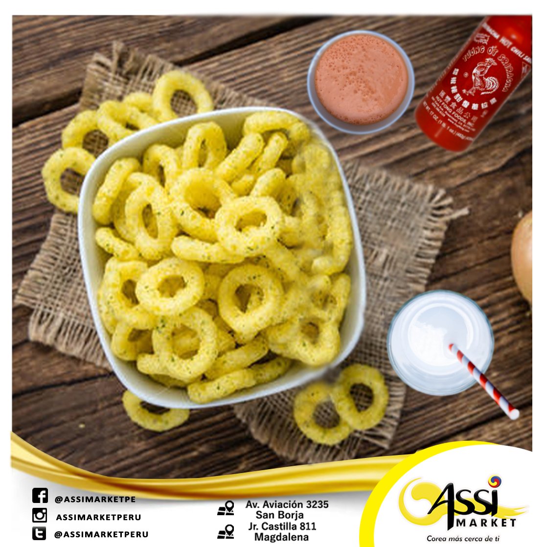 ASSIMARKETPERU's tweet photo. 📣【SALSA PICANTE - ONION RINGS】🇰🇷
Finaliza tu #findesemana con esta combinación espectacular! 😃🍿😋
#ASSIMARKET https://t.co/BGRbBECclK