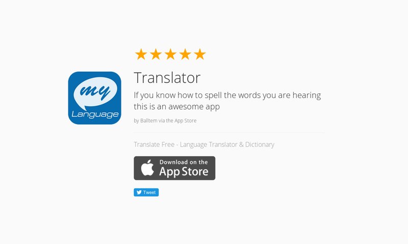 myLanguage's tweet photo. 5 Star Review: "Translator: If you know how to spell the words you are hearing this is an…" https://t.co/iusvMFsjjb https://t.co/fa8ldOrLxl