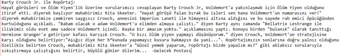 Barty Crouch Jr. ile ropörtajımız: