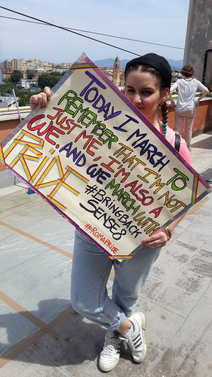 ludelacity's tweet photo. Pride March in Roma. #BringBackSense8 @netflix @reedhastings https://t.co/M683xFEV60