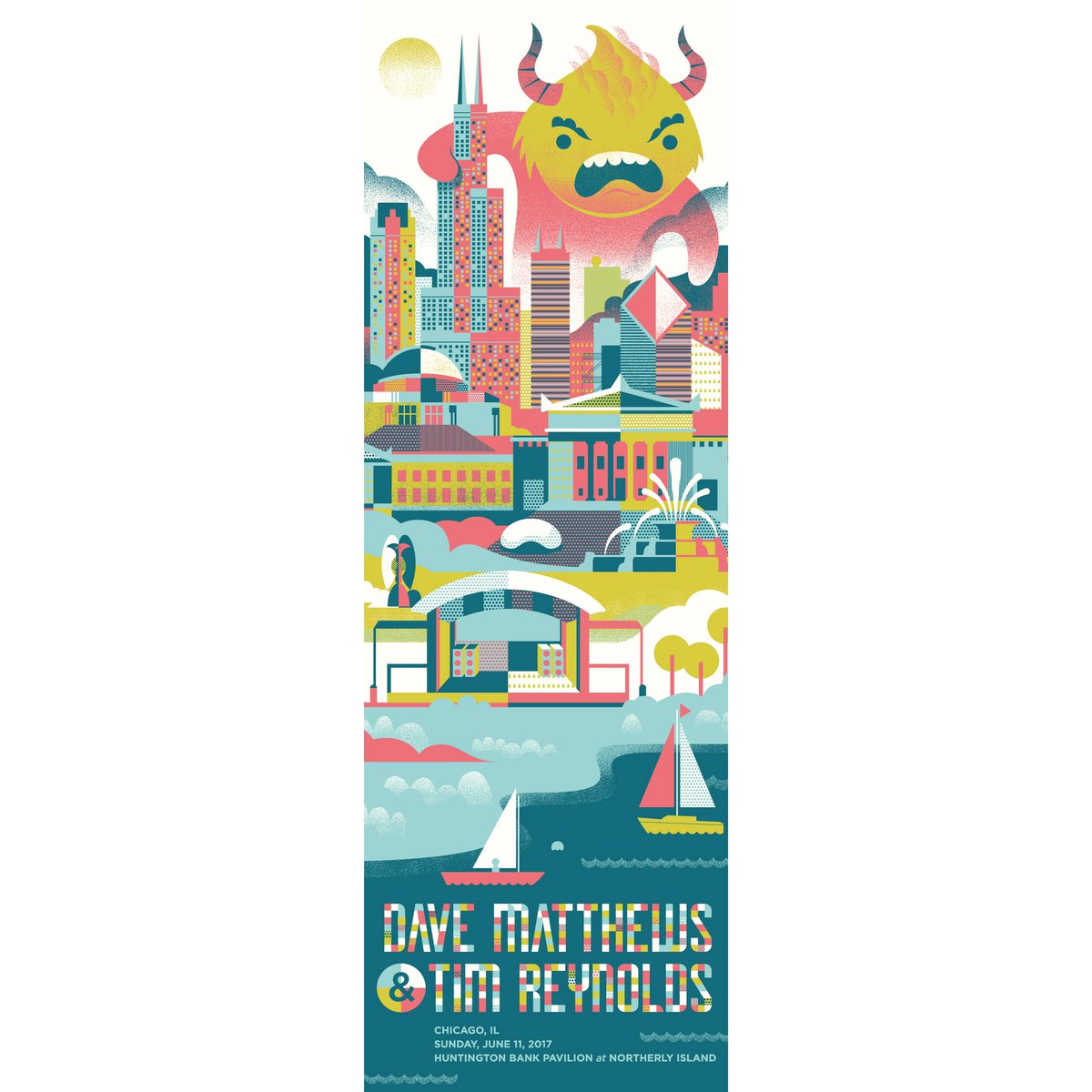 DMBPoster's tweet photo. Dave Matthews &amp; Tim Reynolds 
6/11/17
Artist @delicious_design_league 
Huntington Bank Pavilion
Chicago, IL https://t.co/jqJ3R0660r