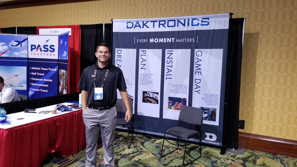Daktronics's tweet photo. Finishing up here at our  @CABMA_Athletics booth with @EricCainer4! #CABMA17 https://t.co/USkqHbcDZd